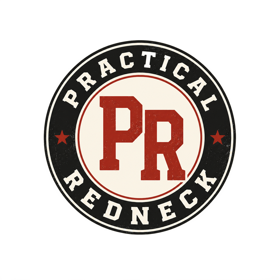 Practical Redneck PR circular badge